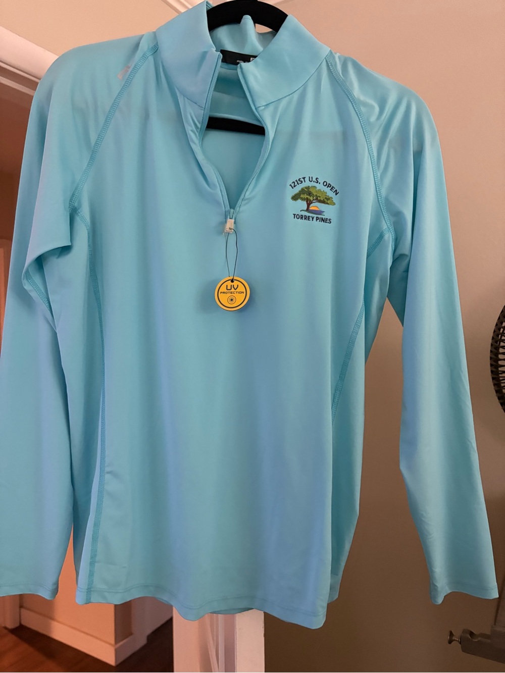 Light Blue Quarter-Zip Sun Shirt with Torrey Pines Logo